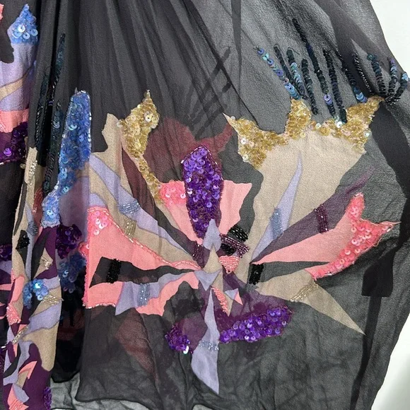 All Saints spitalfields sequin 100% silk sheer mini dress size 14 - Picture 3 of 11